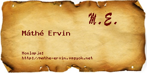 Máthé Ervin névjegykártya